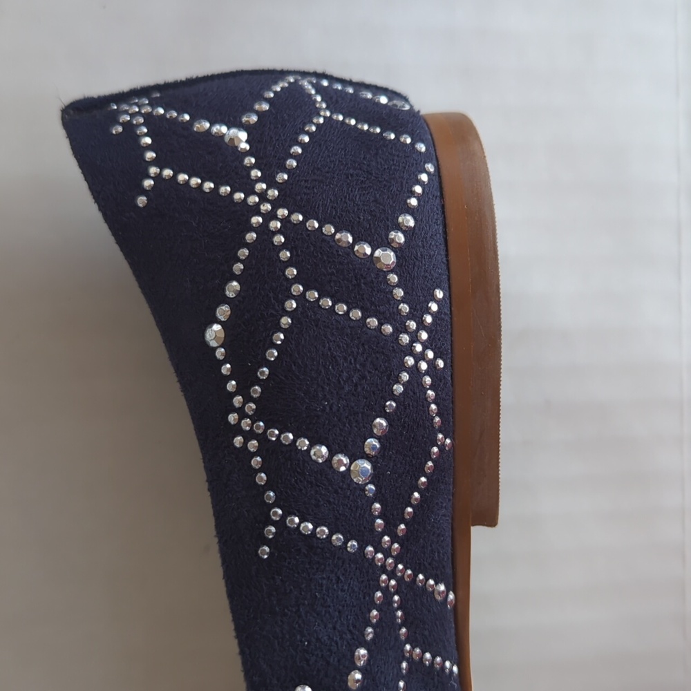 Ateliermix Studded Sequin Pointed Toe Flats 8 Blue Silver Tone Accent - Picture 13 of 16